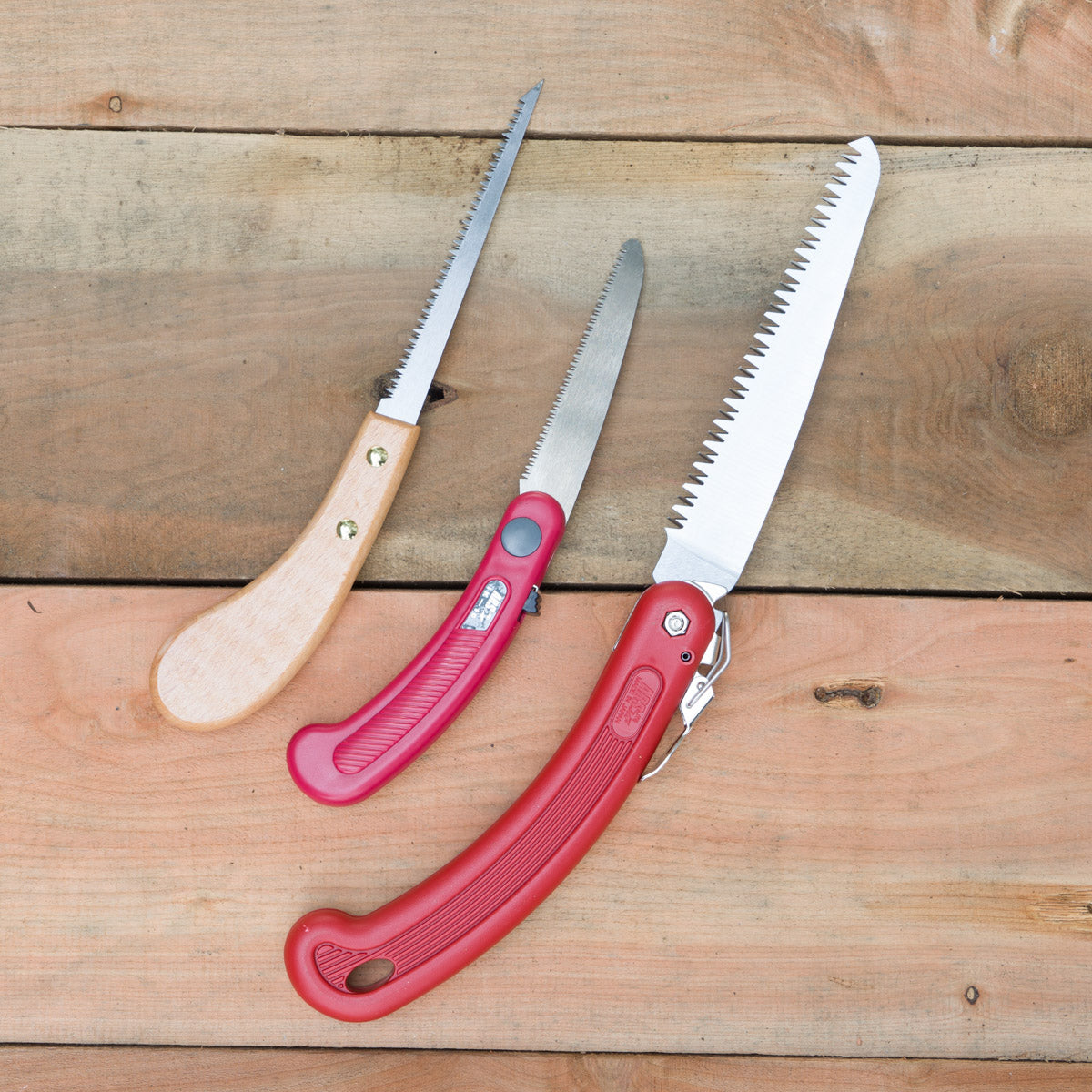 From left to right: Bonsai Saw, Hana Komachi Folding Saw, Compact Folding Saw (SA-210DX)