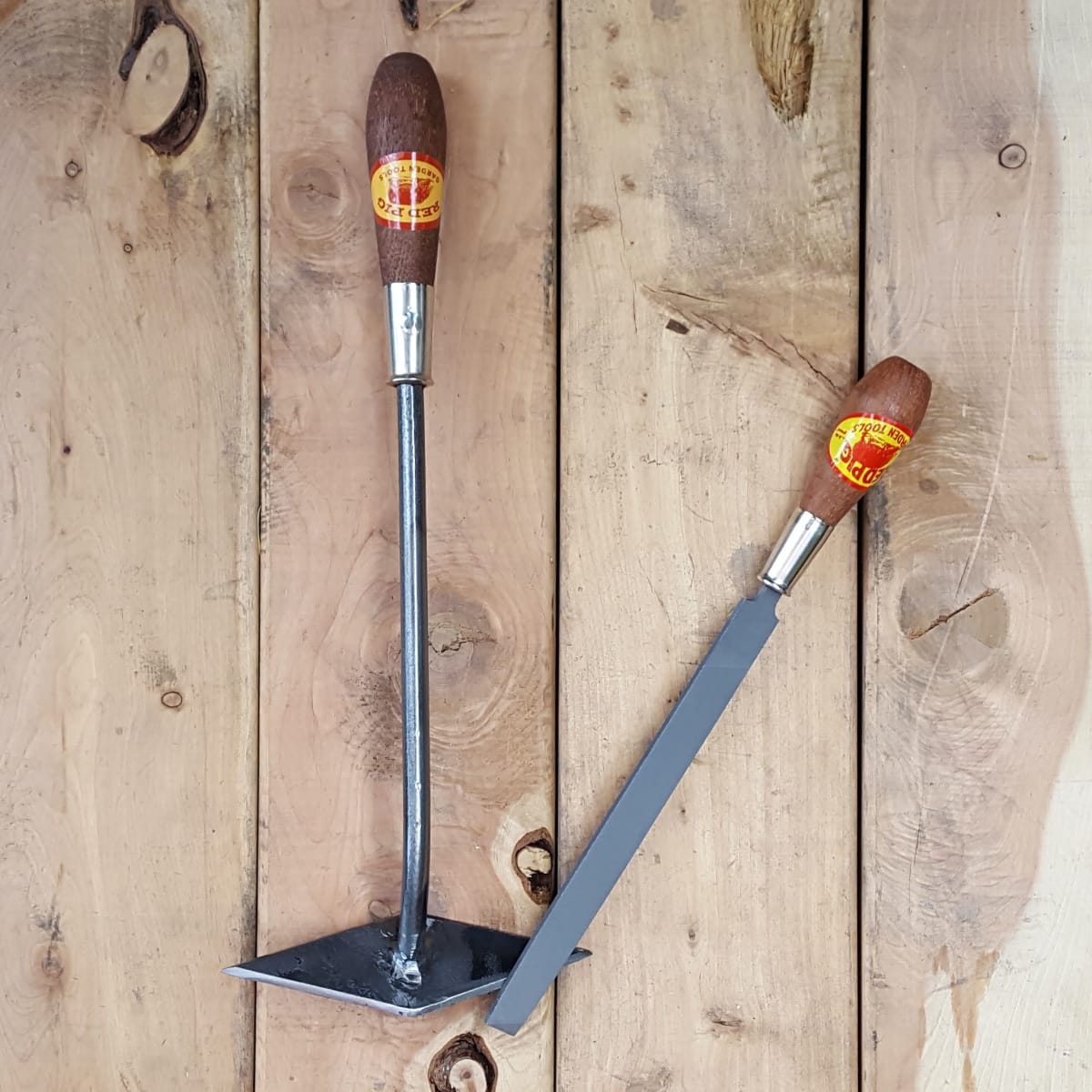 The diamond hoe with an 8" mill file for sharpening.